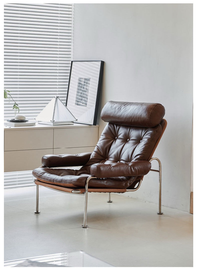 Mid-Century Modern Bauhaus Waxed Leather Lounge Chair