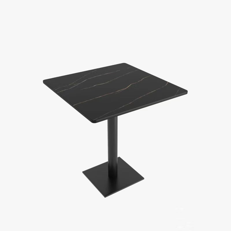 27.5” x 25.5” Sintered Stone Dining Table – Sintered stone Top with Black Metal Base | Commercial Restaurant Table