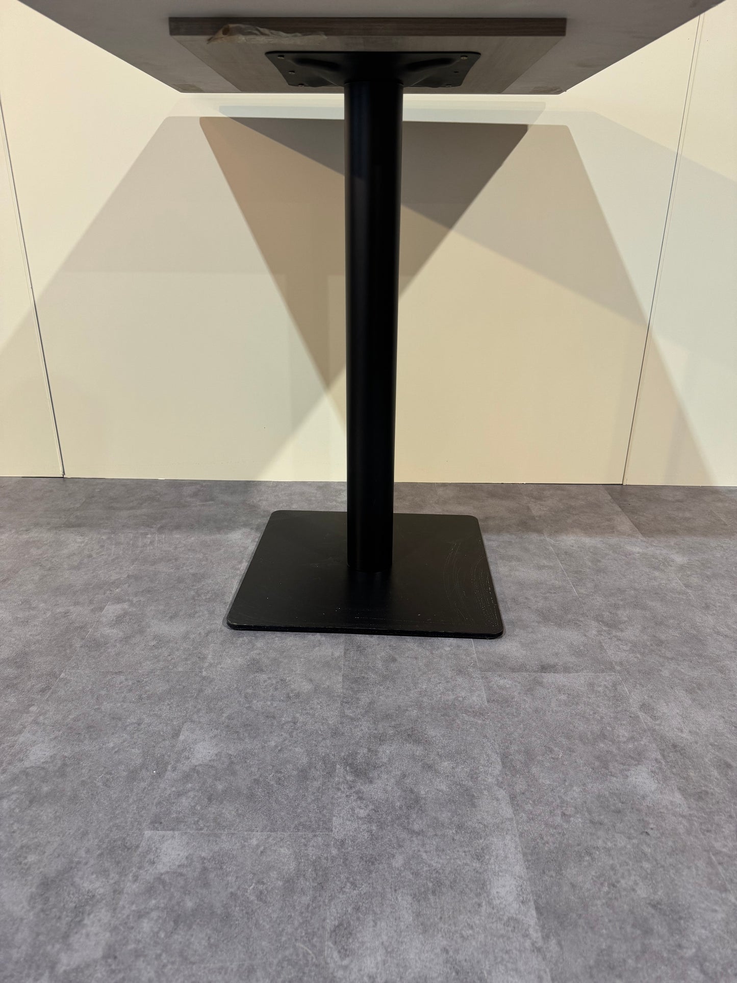27.5" x 25.5" Wood-Style Sintered Stone Dining Table – Matte Finish with Black Metal Base | Commercial Restaurant Table