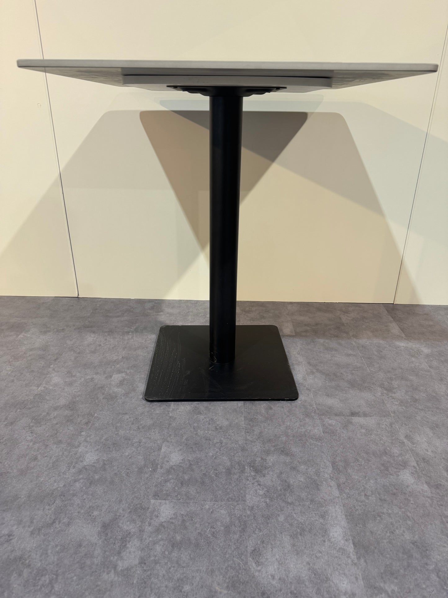 27.5” x 25.5” Sintered Stone Dining Table – Sintered stone Top with Black Metal Base | Commercial Restaurant Table