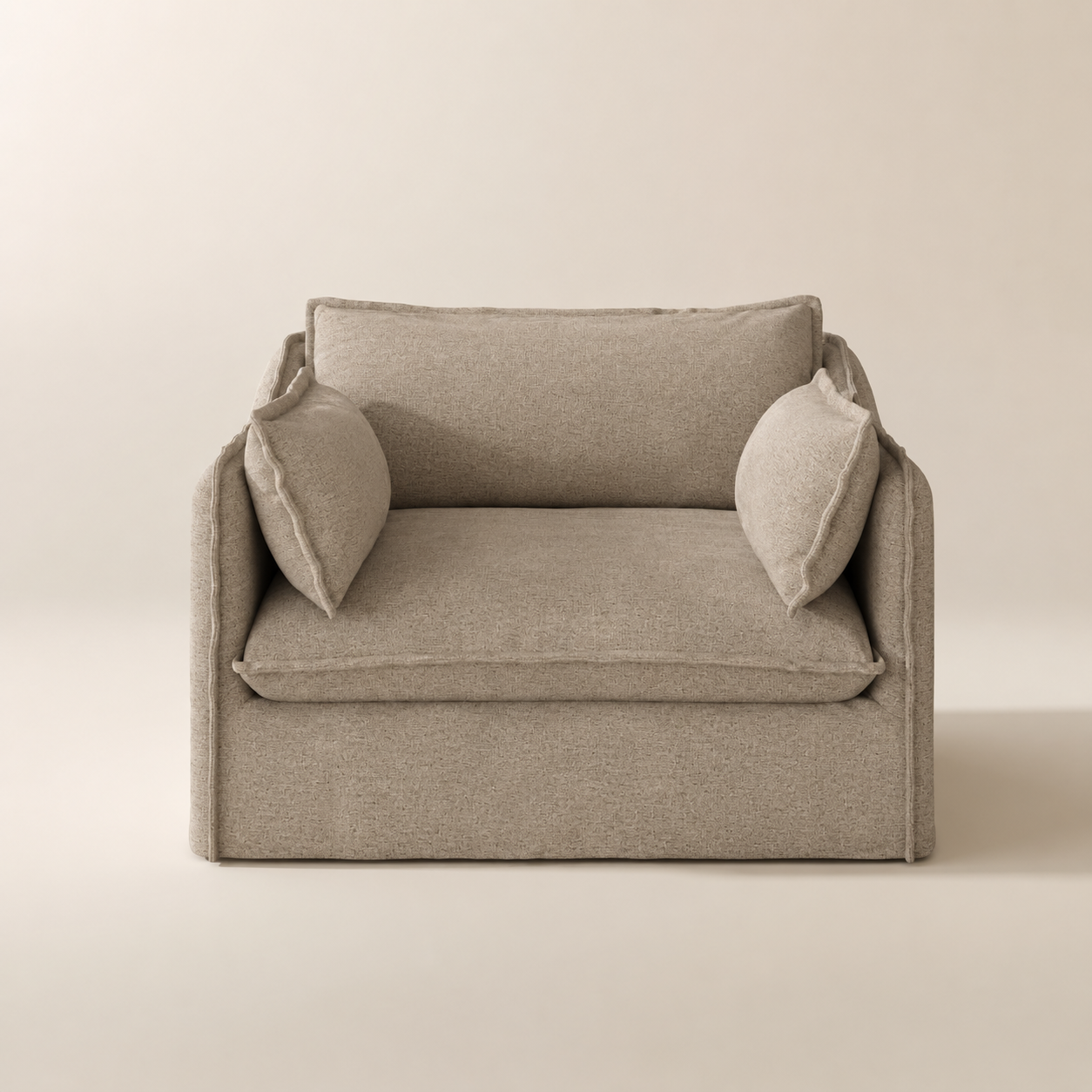 Luna-Beige Linen Single Sofa Accent Chair Kahki Removable Covers