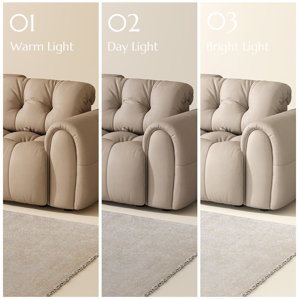 Beige leather colour shown in warm, day and bright light