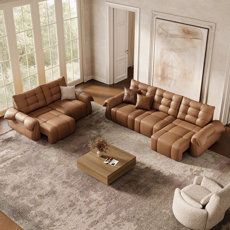 Cygnus Power Reclining Top-Grain Leather Sofa Bed Set