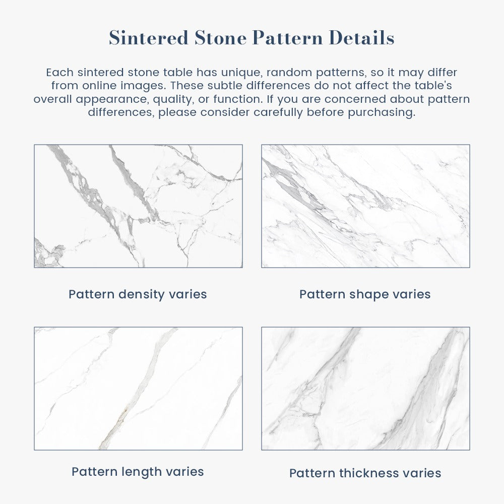 Sintered stone veining pattern varies from piece to piece