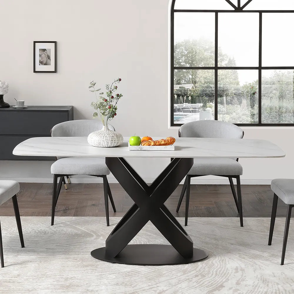 Maxwell-Rectangular Matte Sintered Stone Dining Table