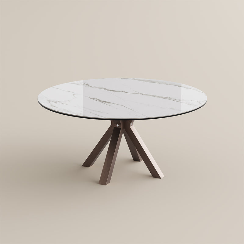 59" White Glossy Sintered Stone Round Dining Table