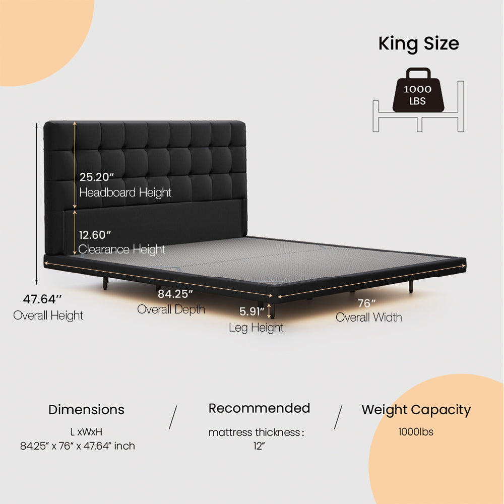 black-pu-leather-king-led
