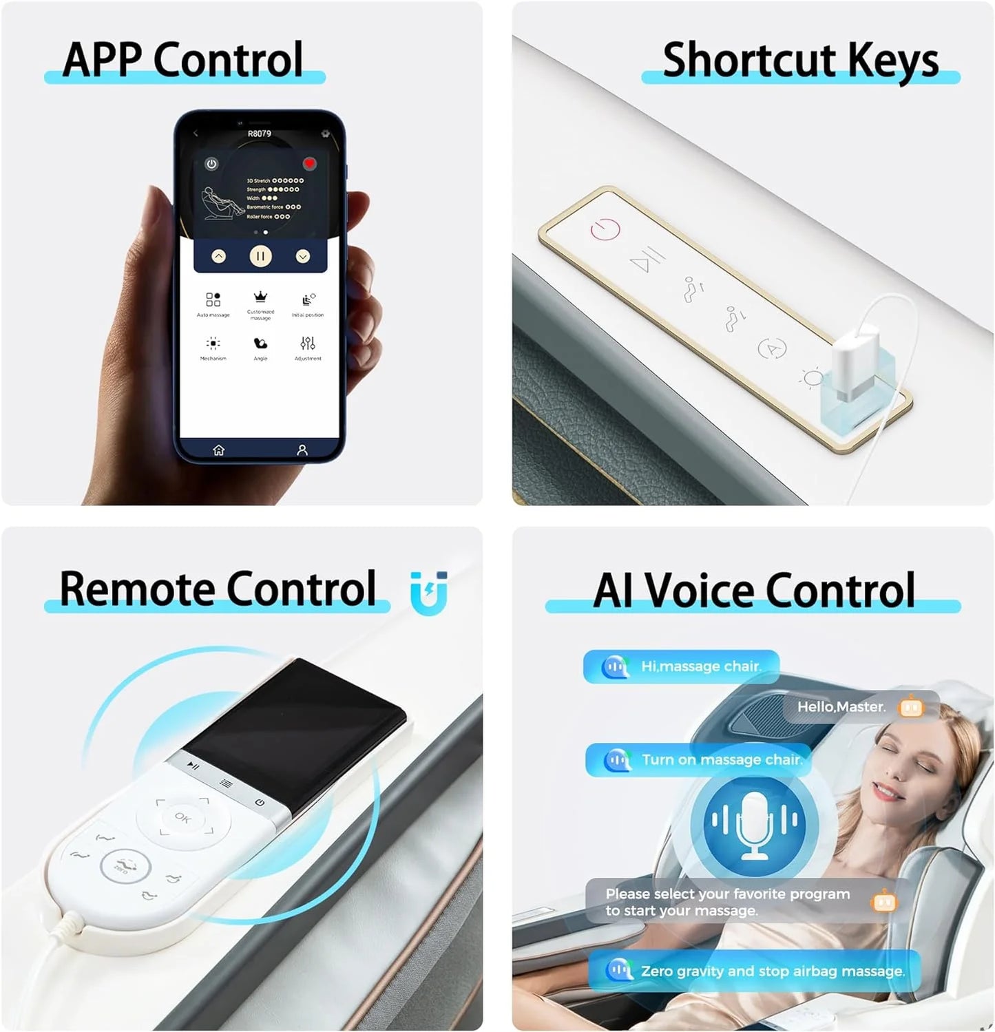 R8606 3D Roller AI&APP Control Auto-Extend Pedal Zero-G Massage Chair