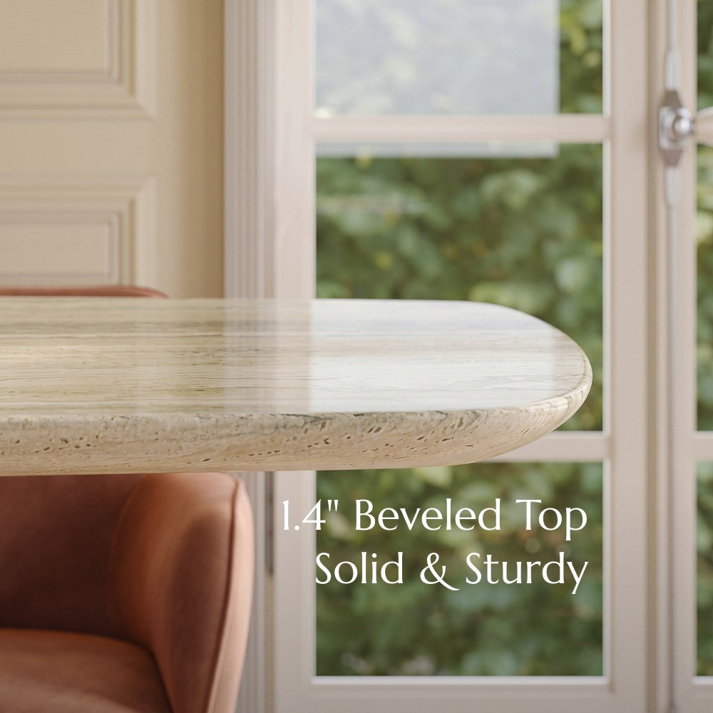 1.4" thick beveled yellow marble tabletop edge detail