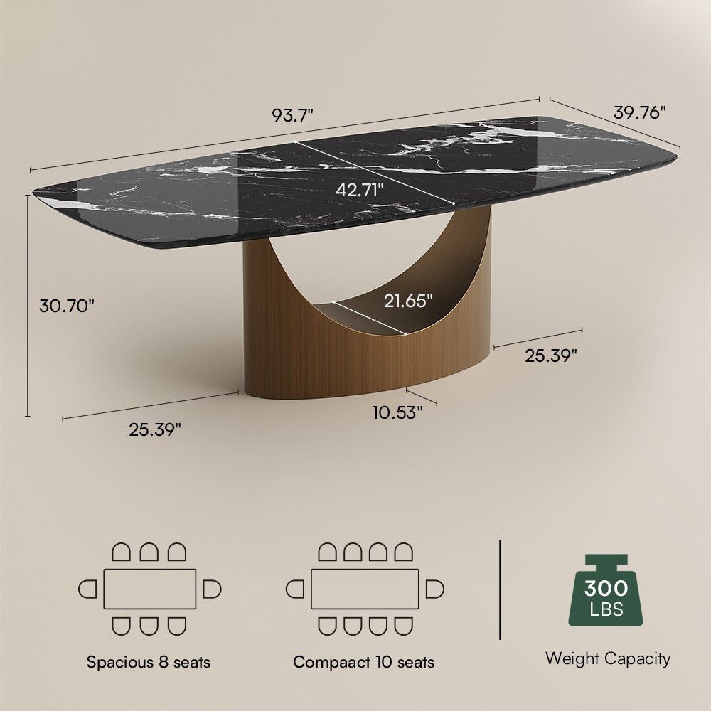 Black marble rectangular dining table dimensions