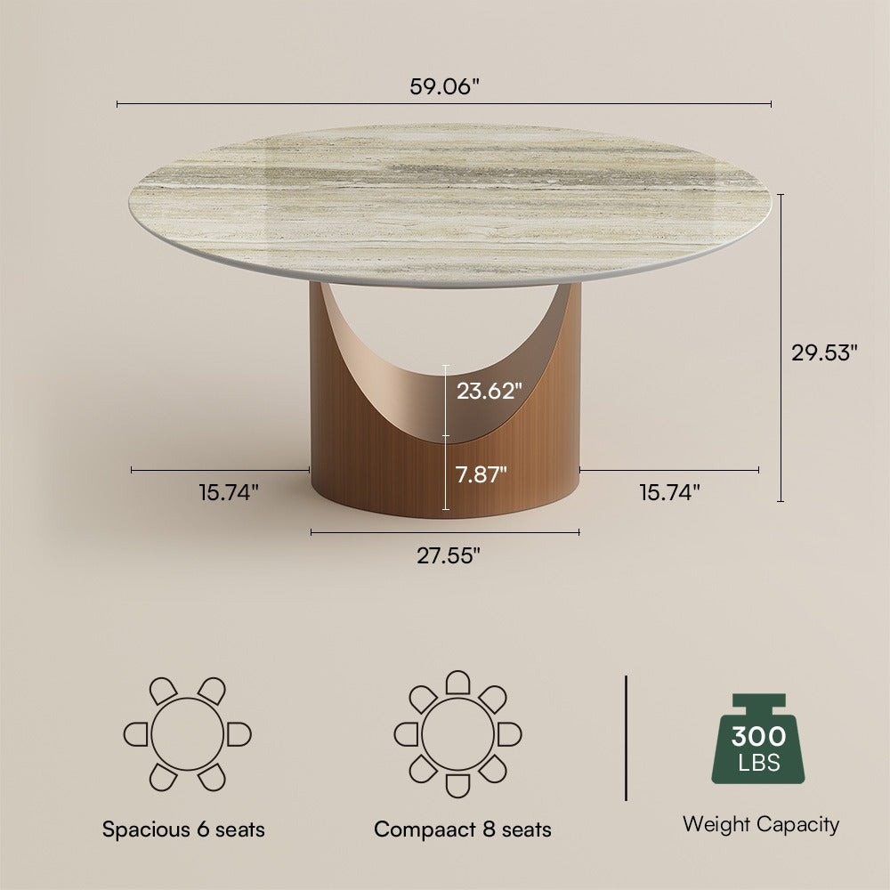 59" round marble dining table dimensions and 300 lb weight capacity