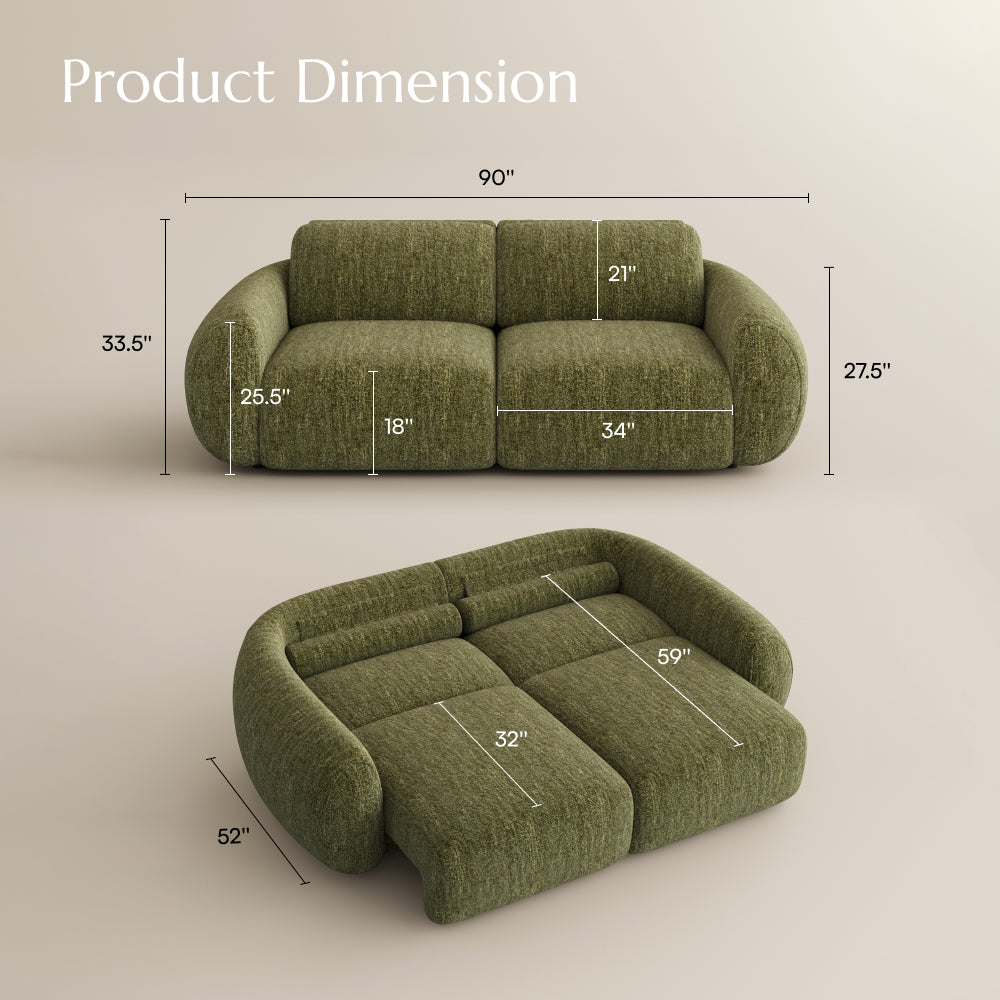 Mila size and recline diagram