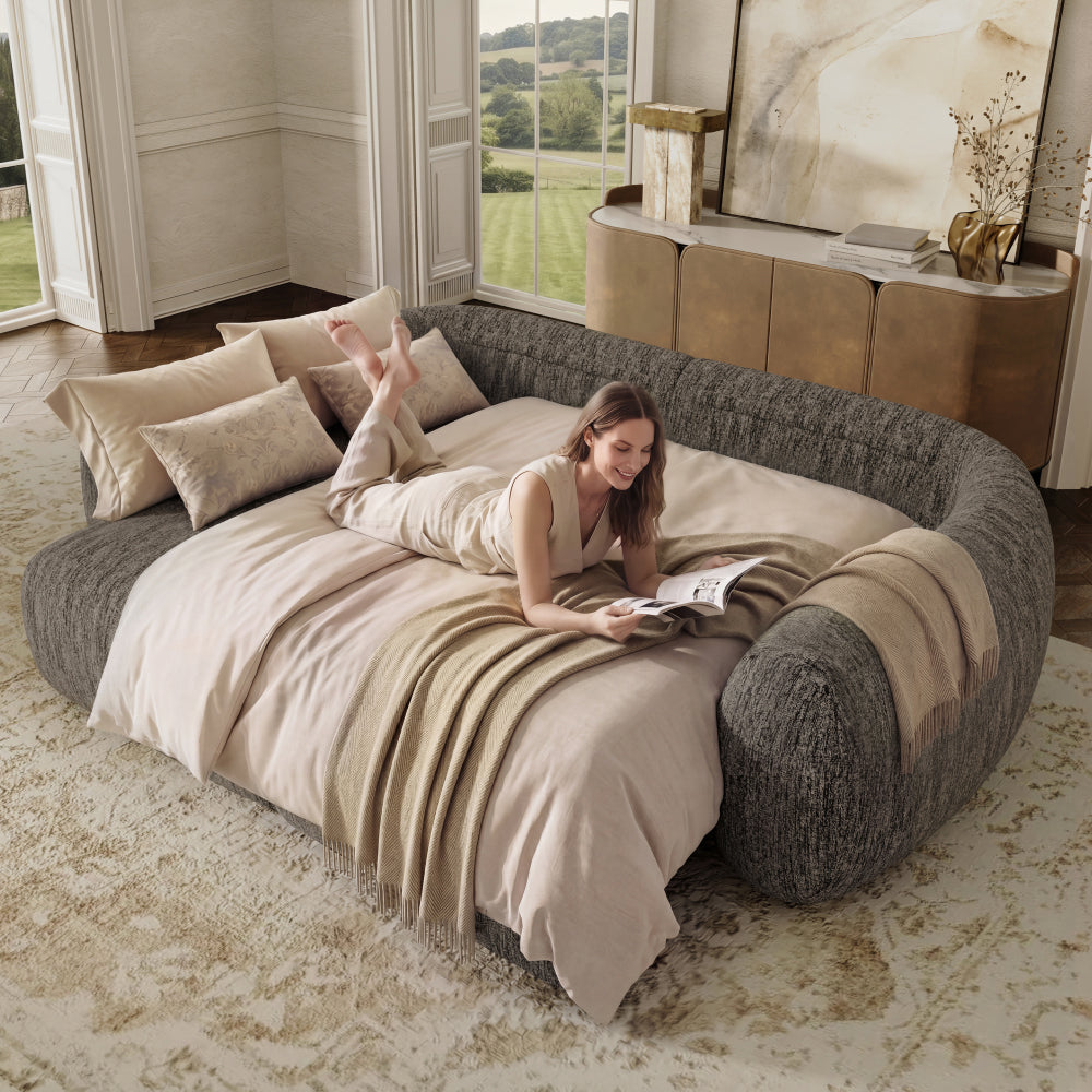 Mila Dark Gray Tweed Chenille 2 Seater