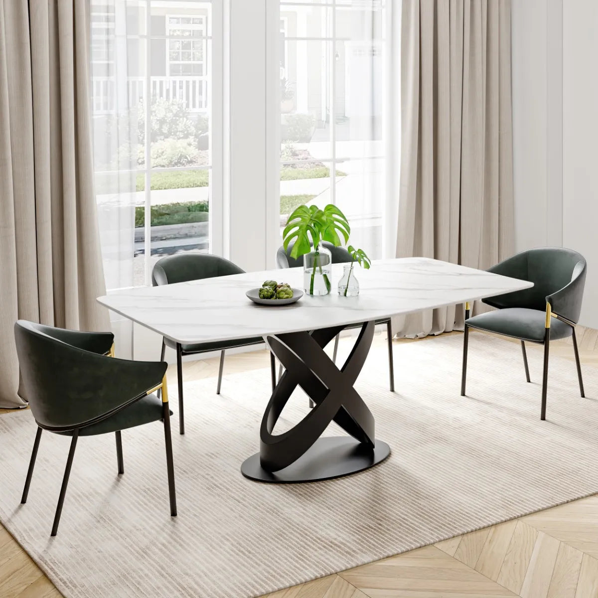 Maxwell-Rectangular Matte Sintered Stone Dining Table