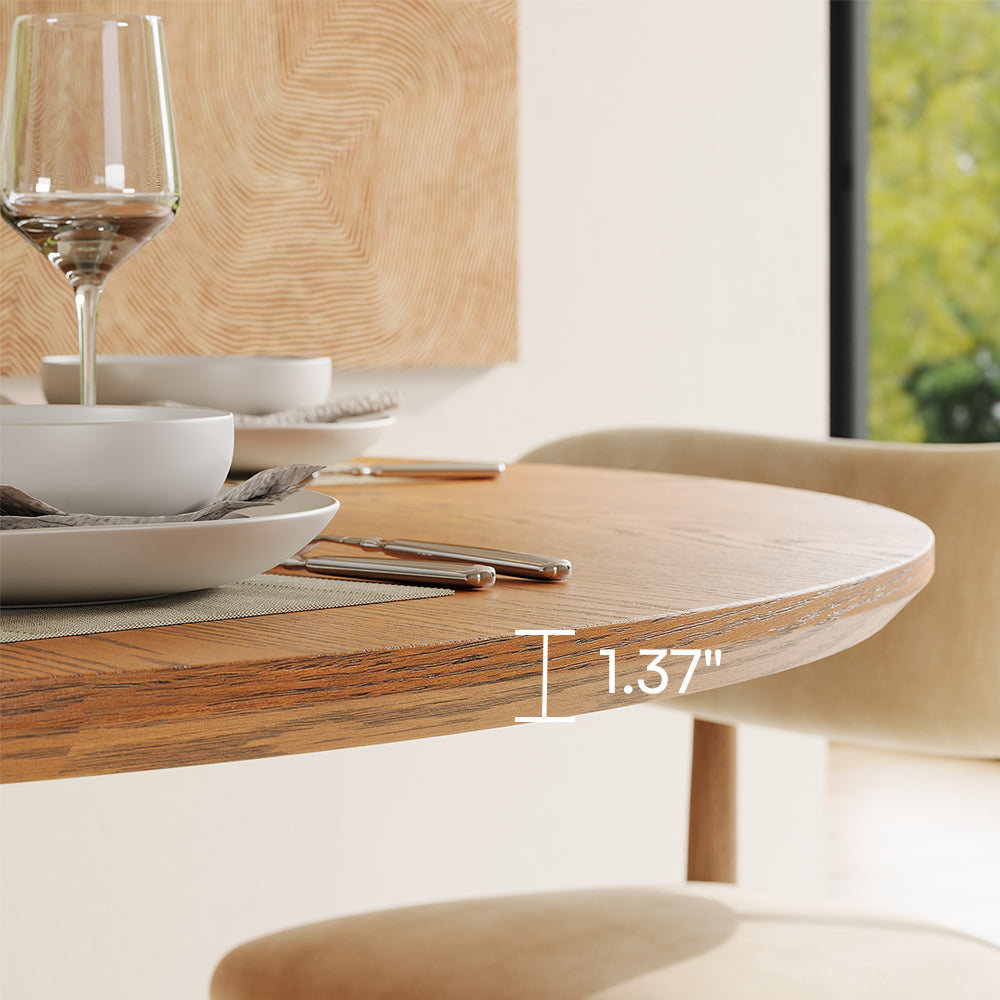 Silva dining table 1.37" thick tabletop edge profile detail
