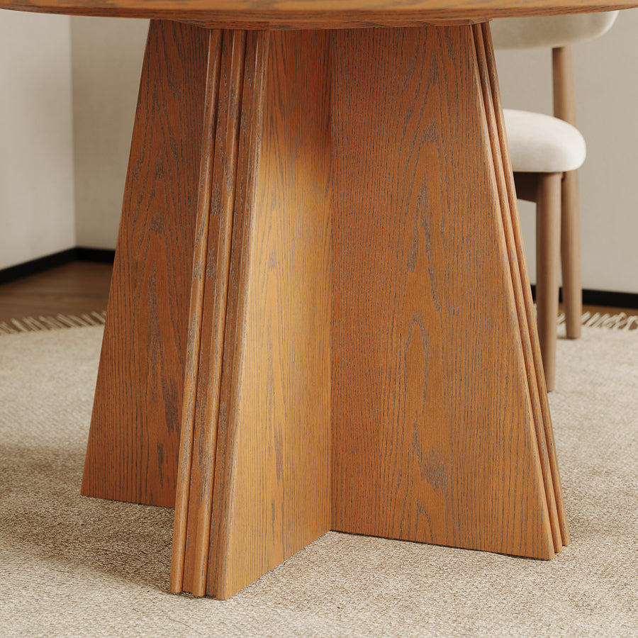 Silva split fluted pedestal base in walnut color, close-up