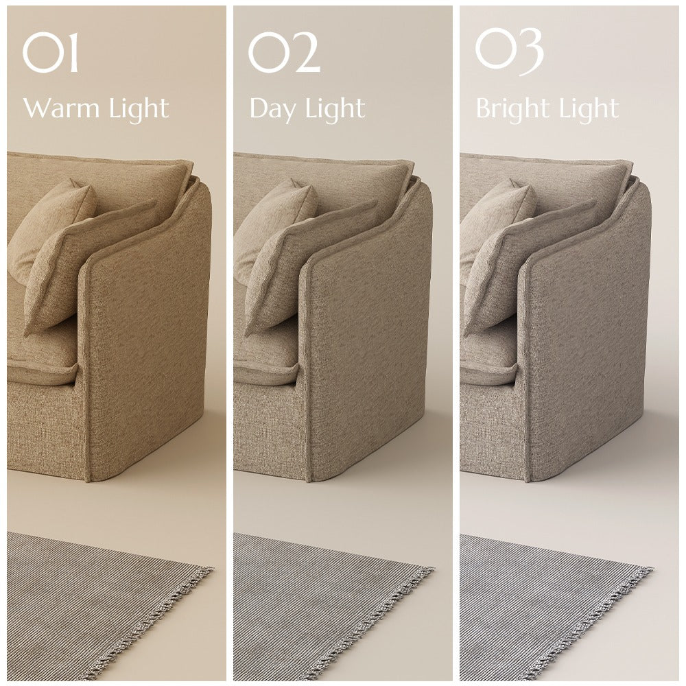 Khaki fabric colour shown in warm, day and bright light