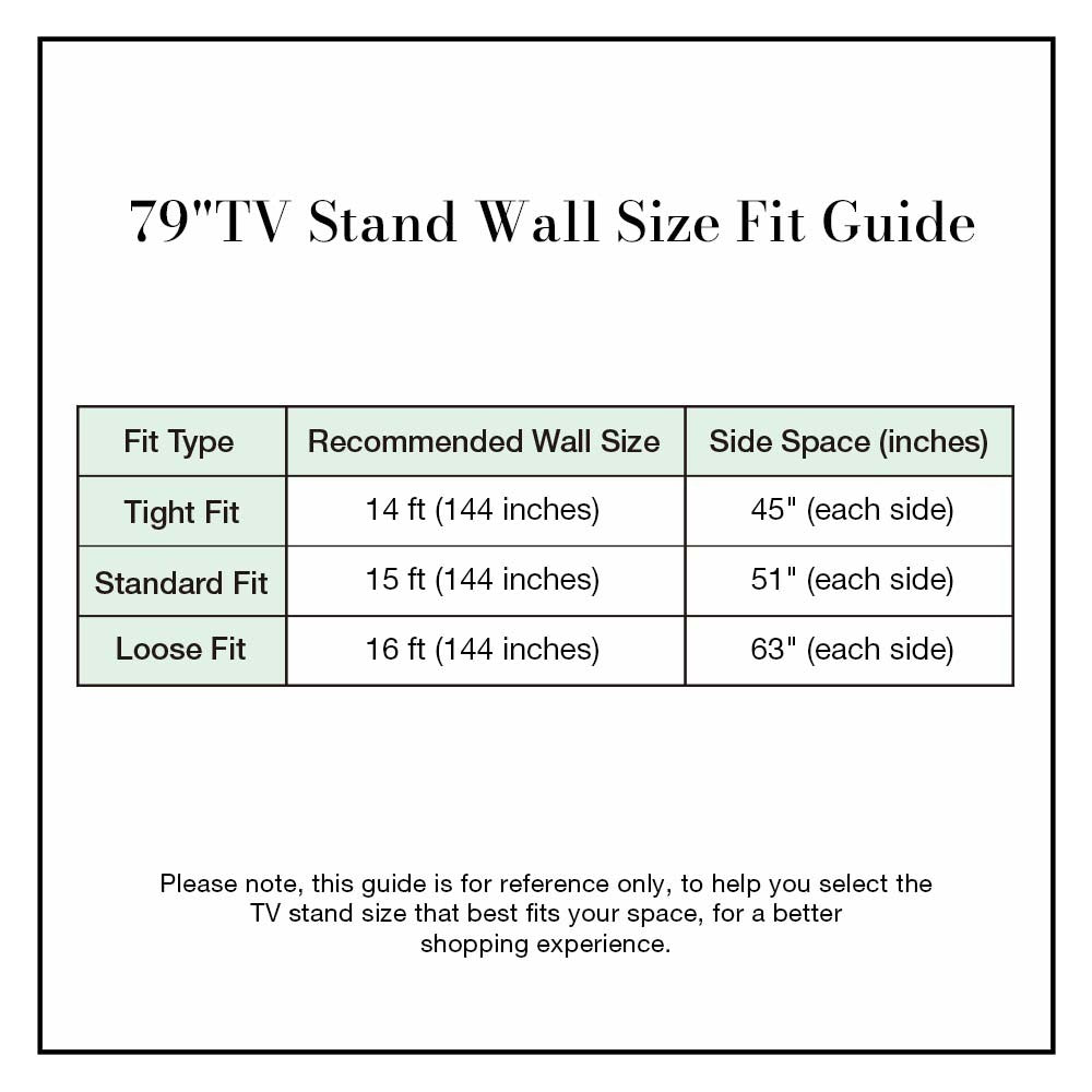 79" TV stand wall size fit guide